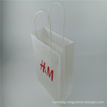 White Kraft Paper Bags with Twist Paper Rope Clothes Bag